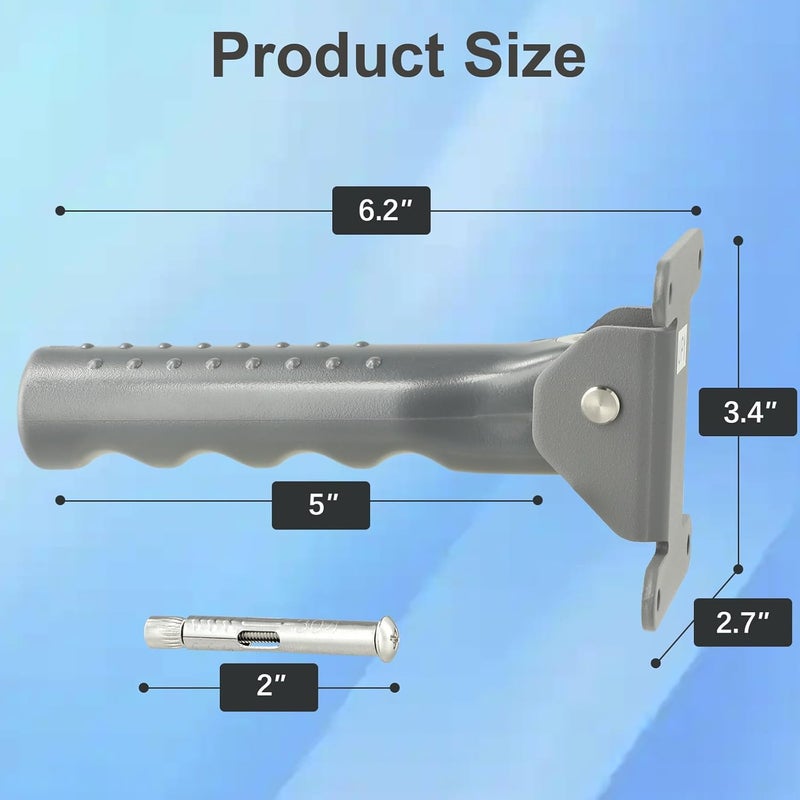 APDTEK Flip Up Grab Bar for Doorway/Stairs Safety Assist Handles for Elderly Non-Slip Grip Bar Great for Seniors, Elderly, Disabled, Handicap and Injured People - Suitable for Solid Wall (Gray) - Image 5